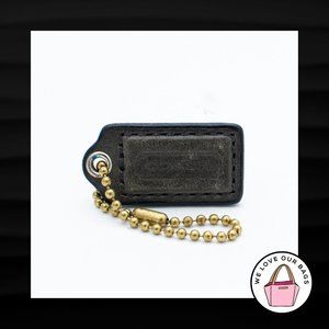 1.5" Small COACH GRAY GREY LEATHER BRASS FOB CHARM KEYCHAIN HANG TAG WRISTLET